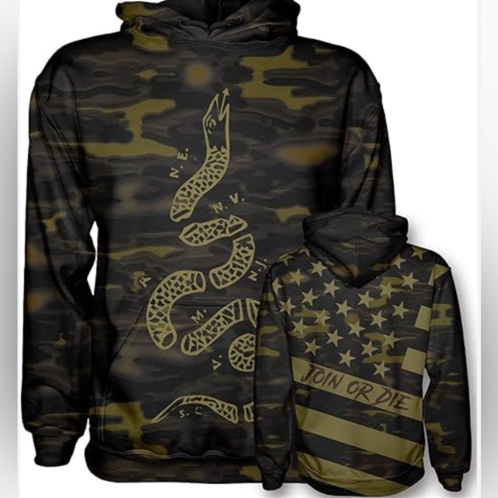 OAF Nation Hoodie‎ Sweatshirt Size XL Pullover Pockets Camo Military Outdoors
